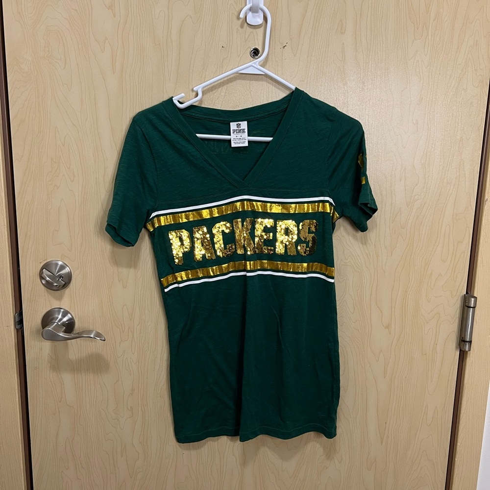 Victoria secret pink bling nfl packers shirt